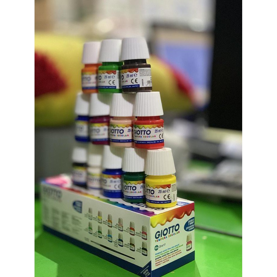 Jual GIOTTO TEMPERA ESCOLAR PAINT 25ML 12 WARNA WASHABLE NON TOXIC