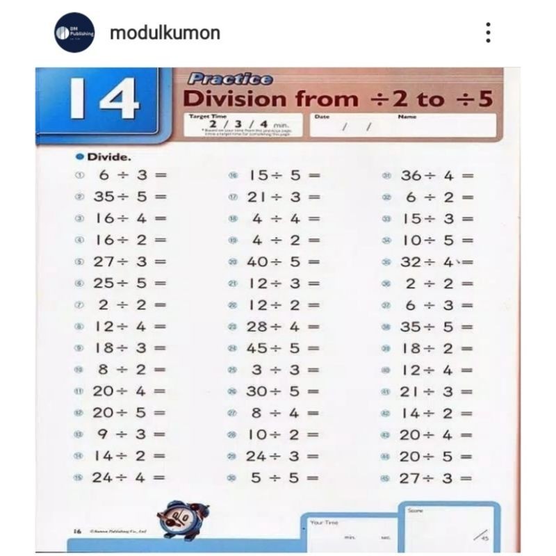 Jual sepaket Buku Matematika KUMON hitungan dasar x : + - kelas 1 2 3 4 ...