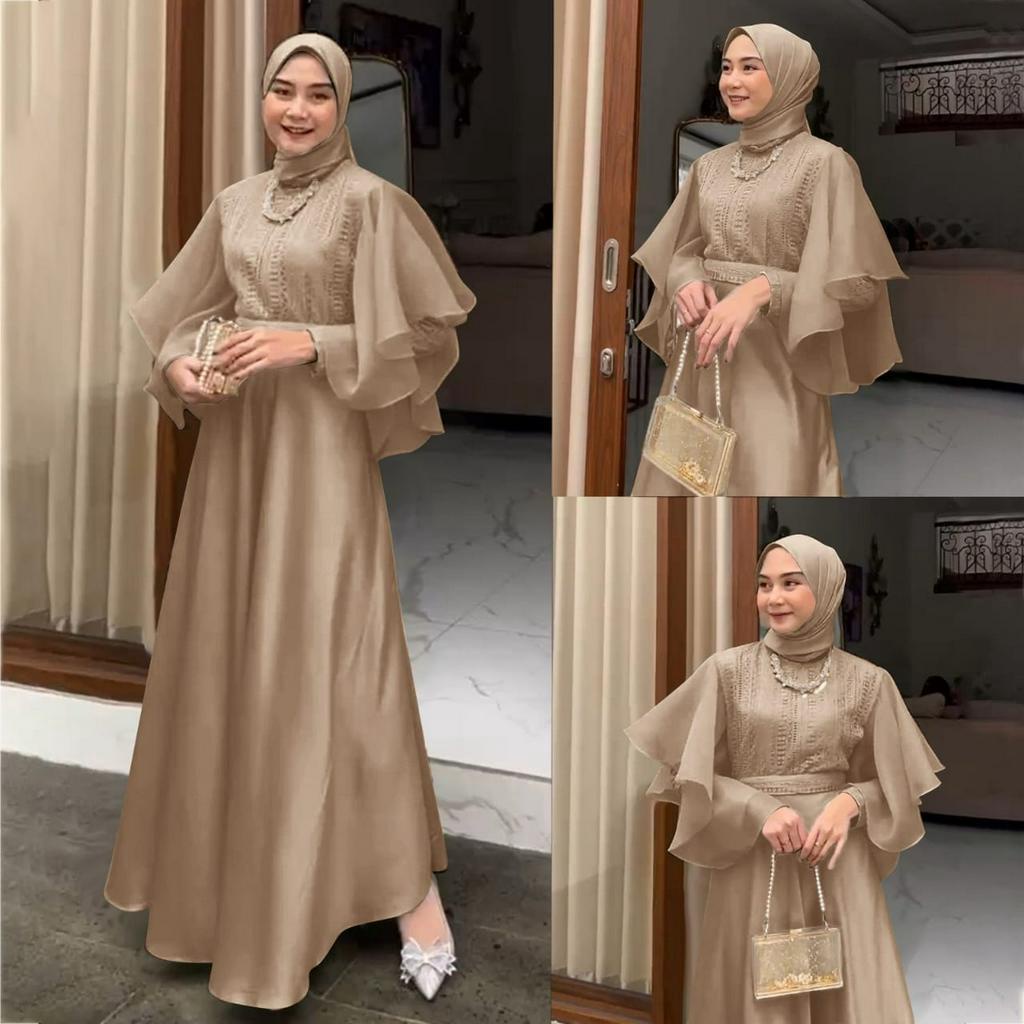 Jual MAXY ALMEERA Bahan Satin Velvet Ld 100 Dress Wanita Kekinian Terbaru Dress Maxi Dress