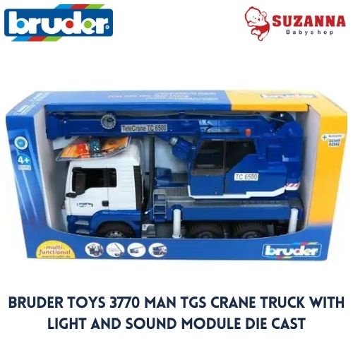 Jual bruder 3770 man crane blue truck with light sound module Shopee Indonesia