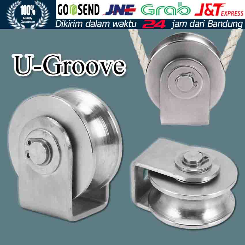 Groove Wheel For Gym Equipment 2-Pack 4 Inch Stainless Steel Pulley Wheels - U Type Groove Pulley Block With Mounting Hardware U Groove Pulley Wheel