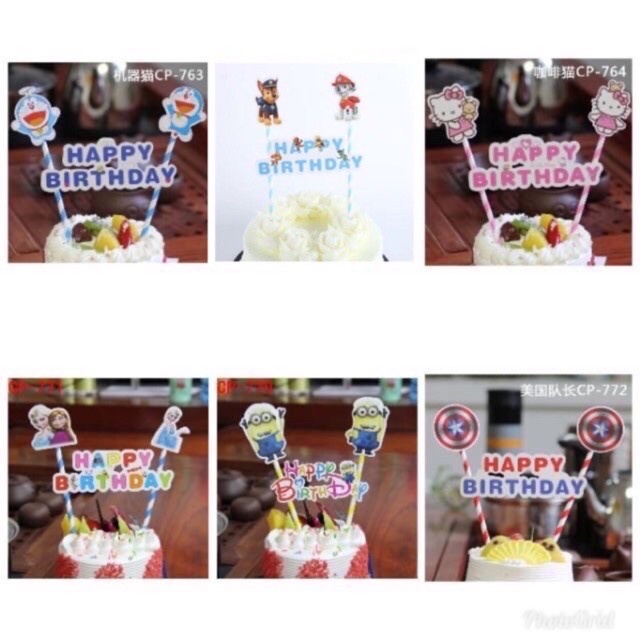 Jual TOPPER CAKE / HIASAN KUE ULANG TAHUN / HAPPY BIRTHDAY KARAKTER