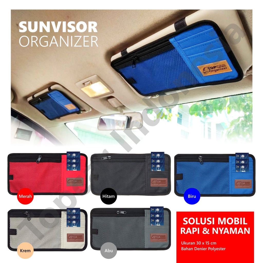 Visor Mobil Organizer TOPCAR Tempat Kartu Etoll Kacamata Kartu Parkir Uang Receh