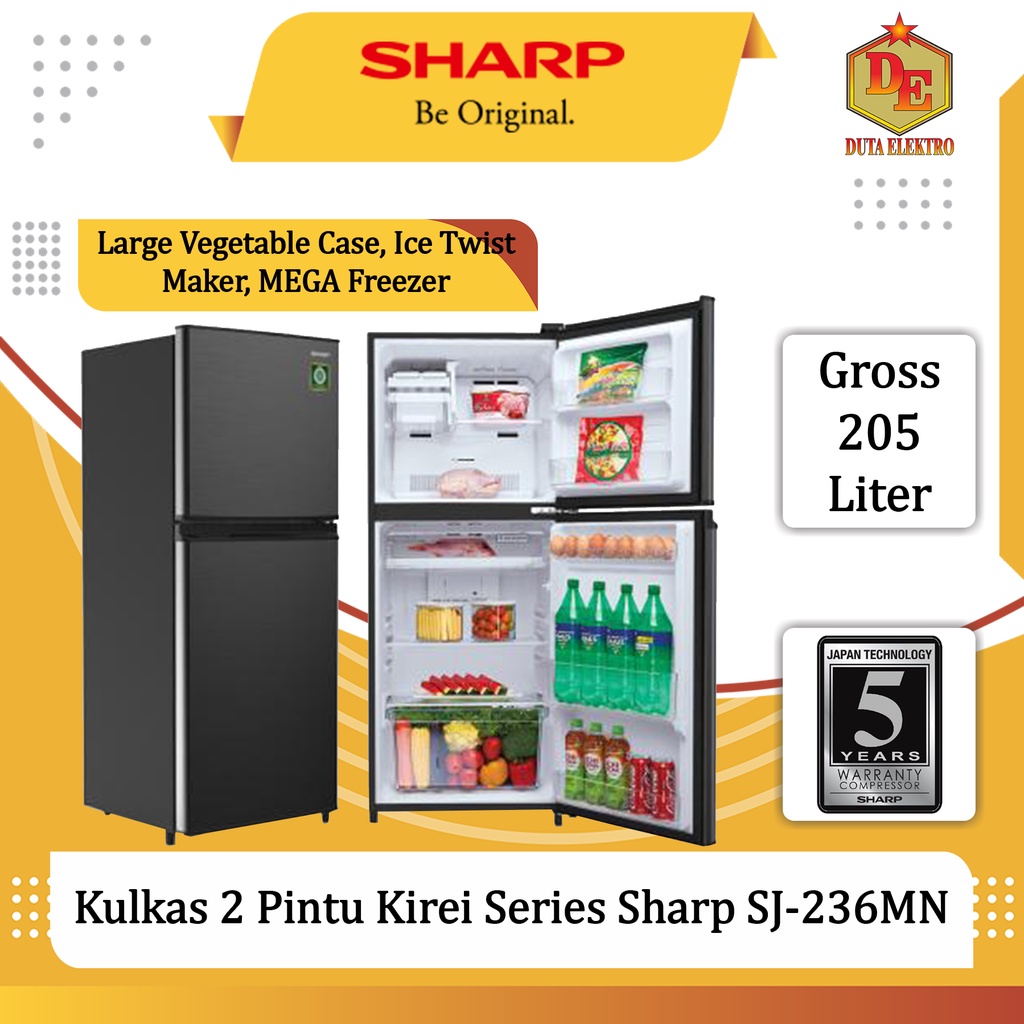 Jual Kulkas 2 Pintu Sharp SJ 236 MN Kirei Series | Shopee Indonesia