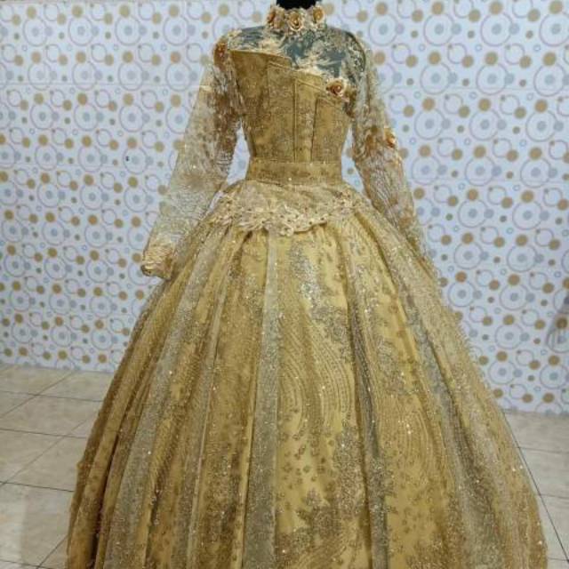 Jual GAUN MUSLIM BRIDAL ASLI ADA EKOR MUAT 8 RING | Shopee Indonesia