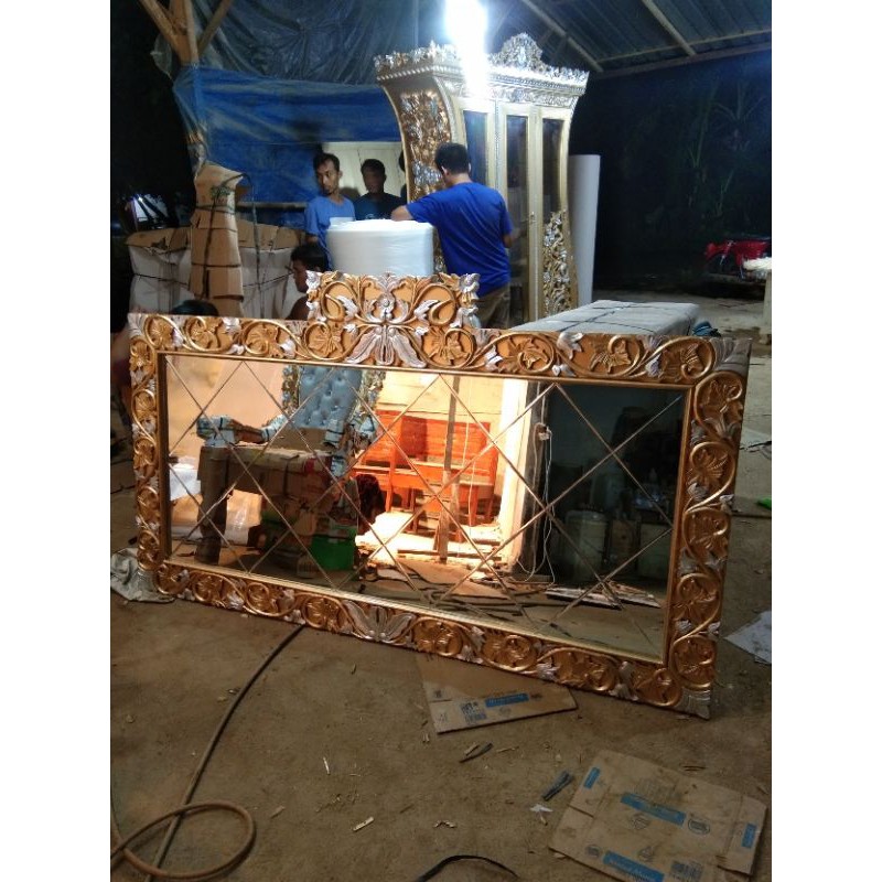 Jual frame kaca bevel ukir/figura cermin/frame kaca sambung | Shopee ...