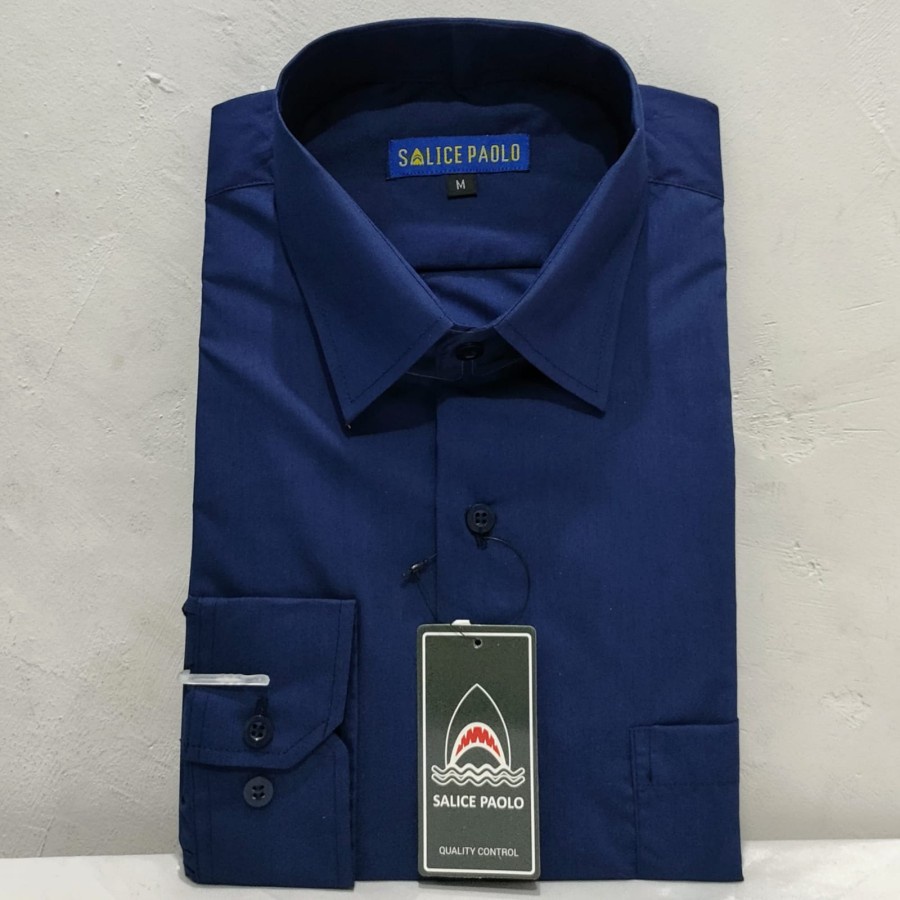 Jual Kemeja Pria Navy Polos Reguler Salice Paolo Lengan Panjang Shopee Indonesia