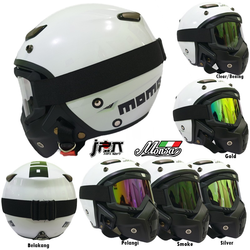 Jual Helm Retro Klasik Jap Style Shark Raw JPN MOMO Vintage Kacamata ...