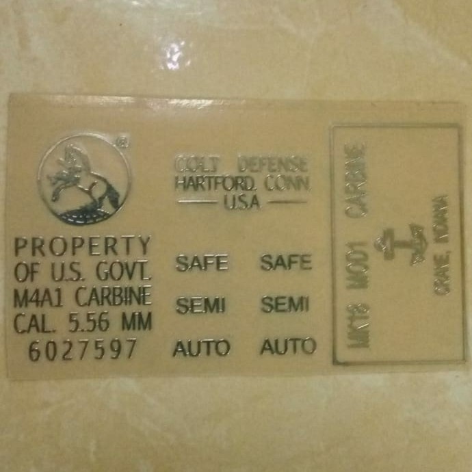 Jual sticker stiker decal metal mk18 colt aeg wgg gbbr m4 ar15 silver ...