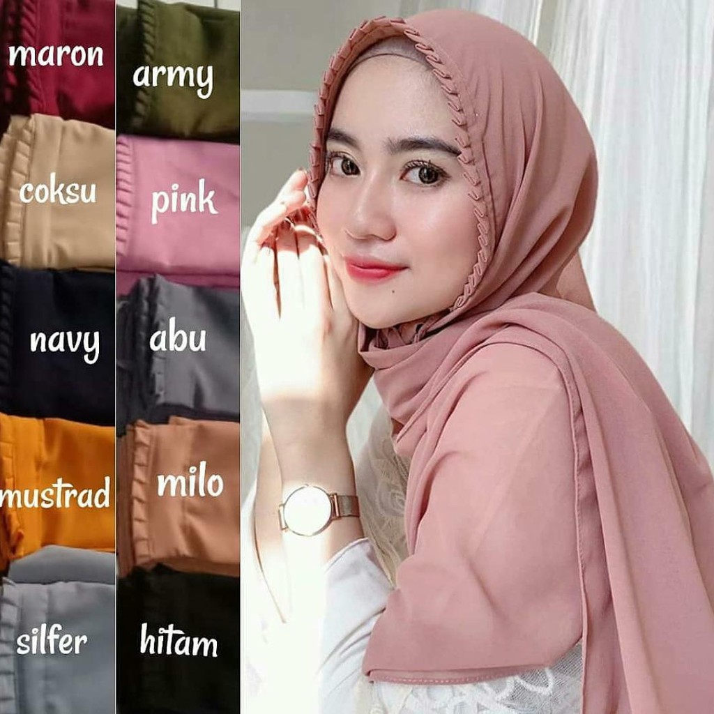 Jual Pashmina KCB 175x70 pashmina tali lipit gerigi terbaru | Shopee ...