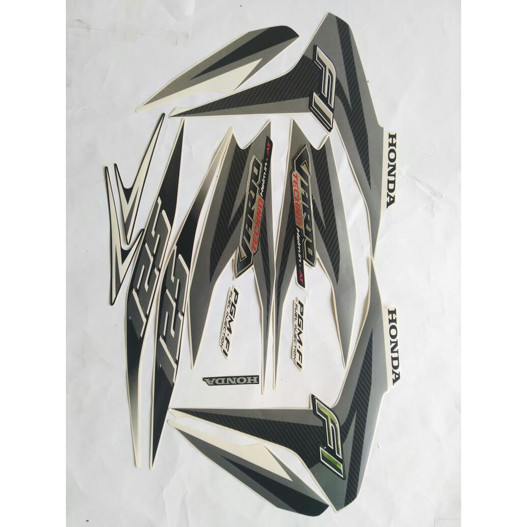 Jual stiker striping honda vario techno fi 2013 putih silver | Shopee