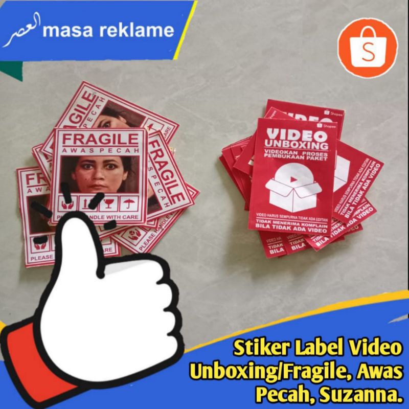 Jual Label Stiker Paket Unboxing By Video Handle With Care Shopee Indonesia