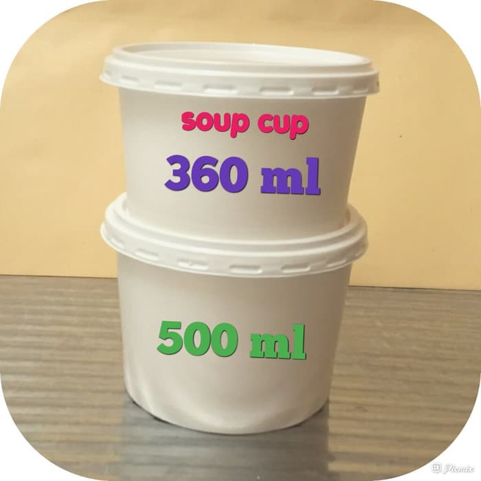 Jual Paper Bowl/ Soup Cup/Mangkok Kertas + Tutup Uk. 360 Ml/12 Oz ...