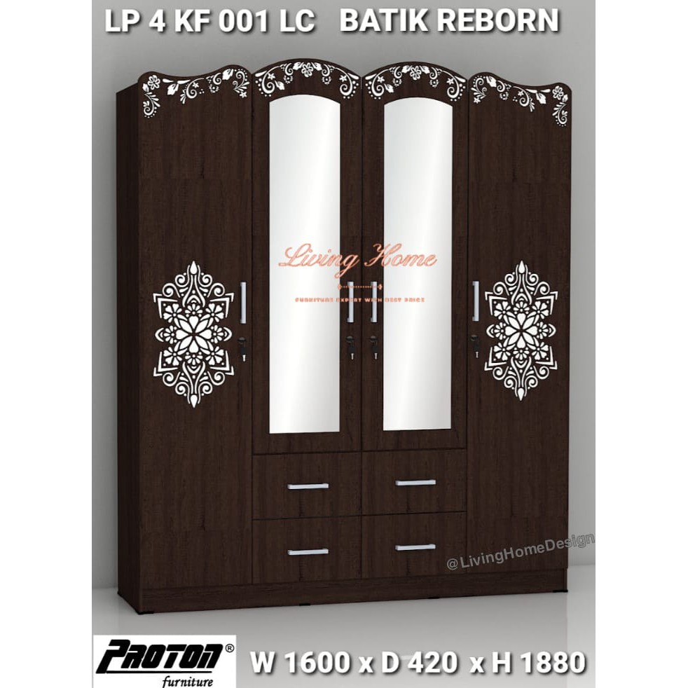 Jual Lemari Pakaian 4 Pintu Rak Laci Wardrobe Baju Kayu Berkualitas ...