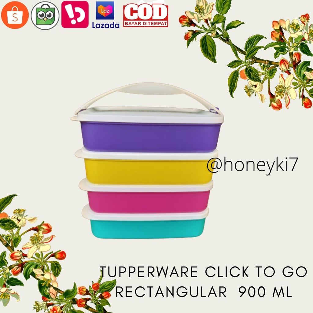 Jual Tupperware Click To Go Rectangular 900 ml | Shopee Indonesia