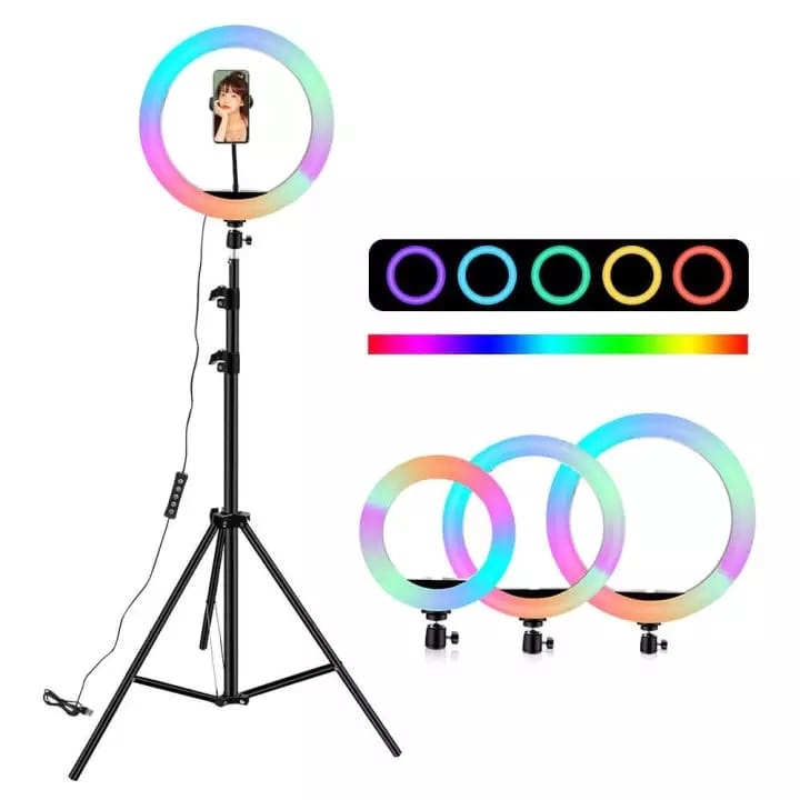 Jual Ring Light RGB LED Soft Ring Light 26CM & 33CM + Tripod 2.1M ...