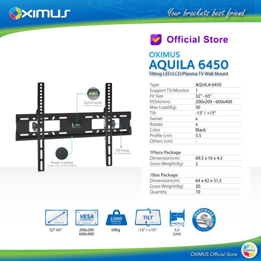 Jual Bracket Tv Tilt Lcd Led Tv Oximus Aquila Shopee