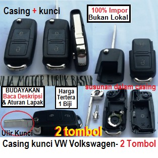 Jual casing + kunci remote vw volkswagen mk4 golf eos fox mk6 polo ...