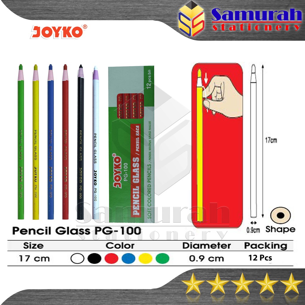 Jual Pensil Kaca Warna Joyko Pg 100 Pencil Glass Dermatograph Pg 100