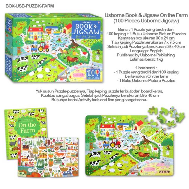 Jual Usborne Book & Jigsaw On the Farm (100 Pieces Usborne Jigsaw ...
