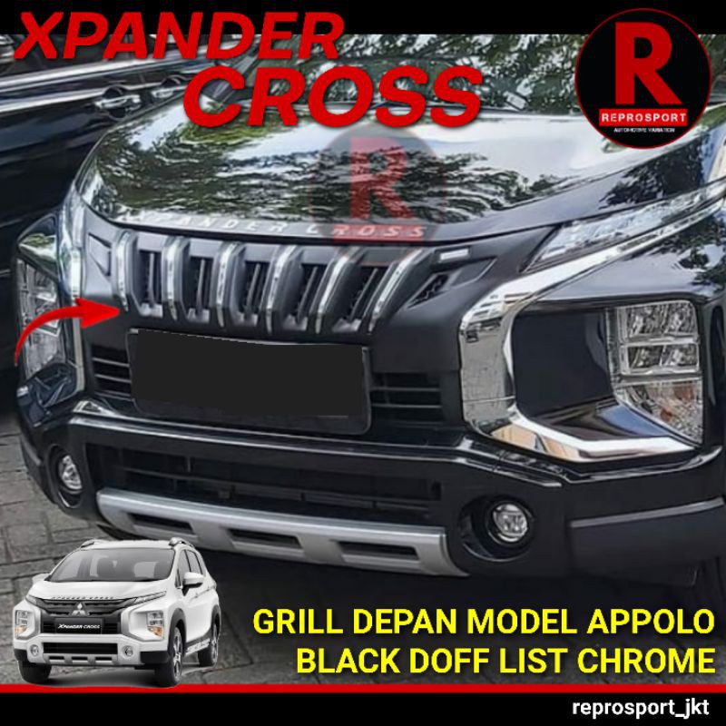 Jual XPANDER CROSS GRILL DEPAN MODEL APPOLO BLACK DOFF LIST CHROME ...