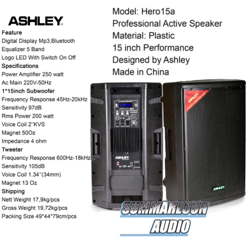 Jual Speaker Aktif Ashley Hero 15a Original Bluetooth 15 Inch Harga