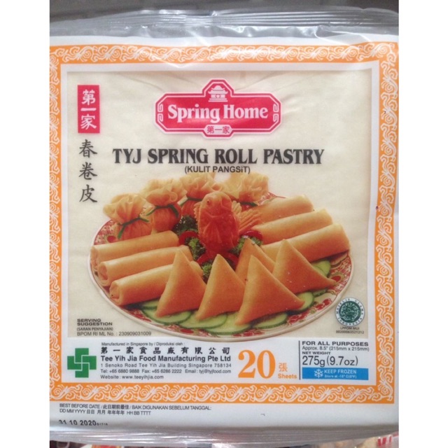 Jual Spring Home TYJ Spring Roll Pastry Kulit Lumpia Pangsit 275gr ...