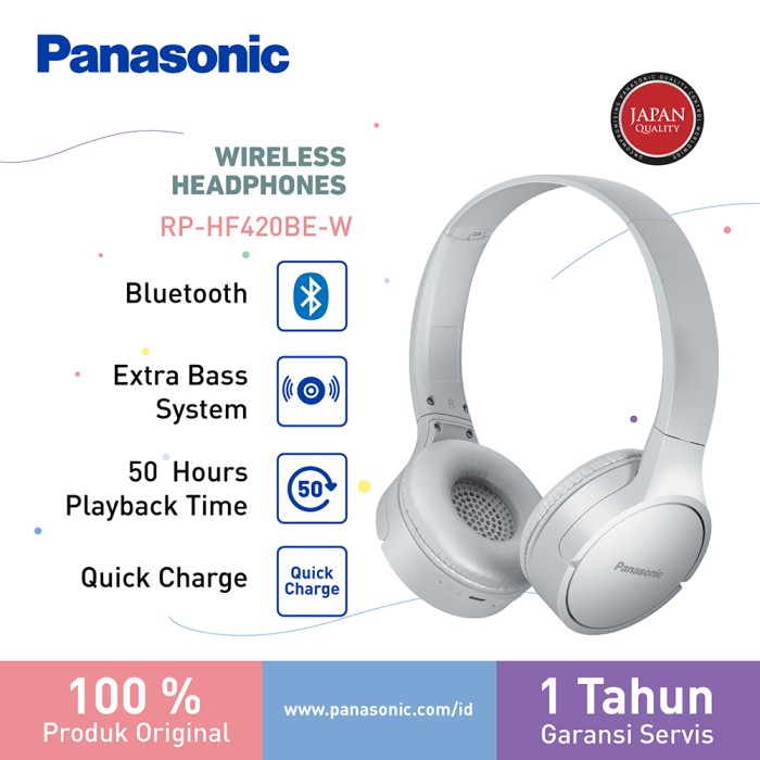 Jual Panasonic Wireless Head Phone HF420BE With Extra Bass System
