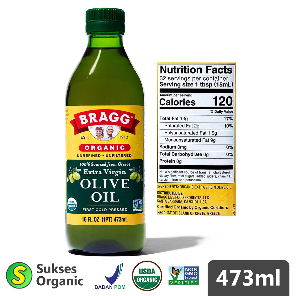 Jual Bragg Organic Extra Virgin Olive Oil 473ml (16oz) Shopee Indonesia