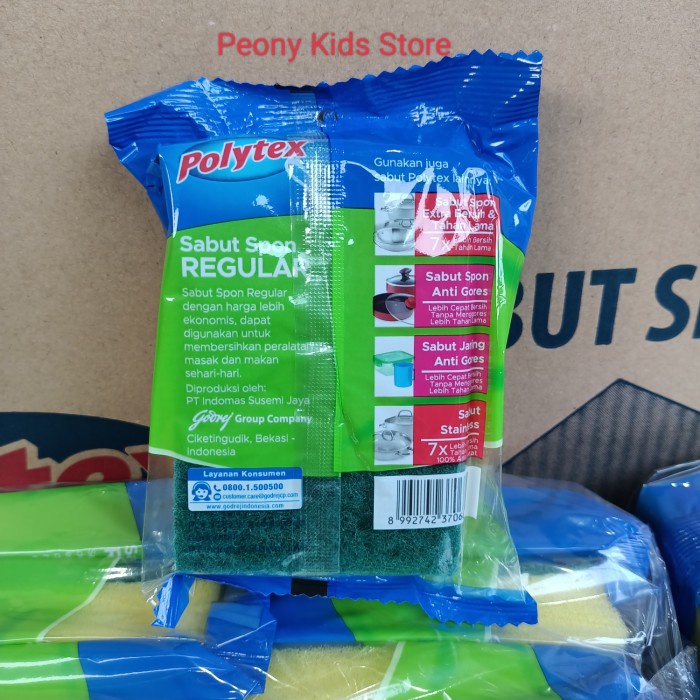 Jual Polytex Susemi sabut spon cuci piring hijau kuning/sponge spons ...