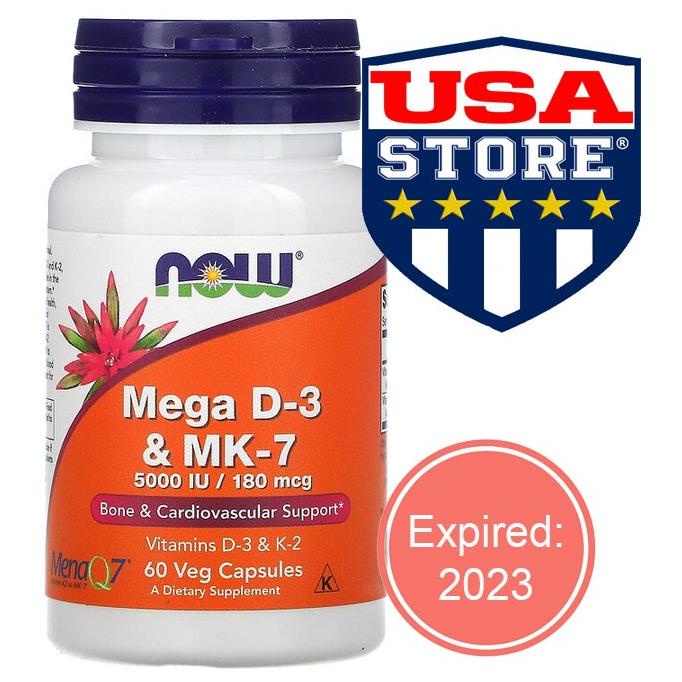 Jual NOW MEGA D-3 MK-7 5000 IU 180 MCG FOODS FOOD D3 MK7 K2 K-2 Vitamin ...