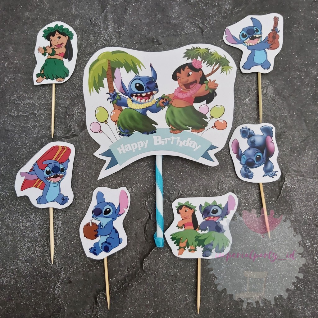 LEBERY Lilo Stitch Cake Topper 6pcs, Stitch Birthday Indonesia