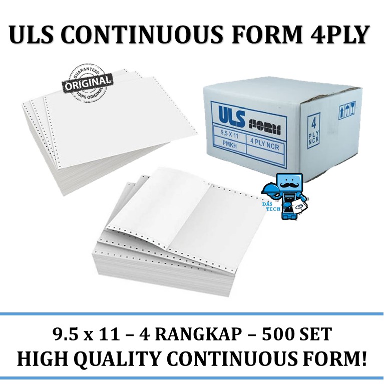 Jual Continuous Form ULS 9.5x11 4 ply / 4ply / 4 Rangkap NCR - High ...