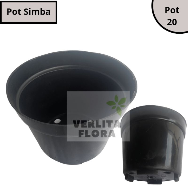 Jual Pot Tanaman Pot Bunga Plastik Simba 20 Hitam | Shopee Indonesia