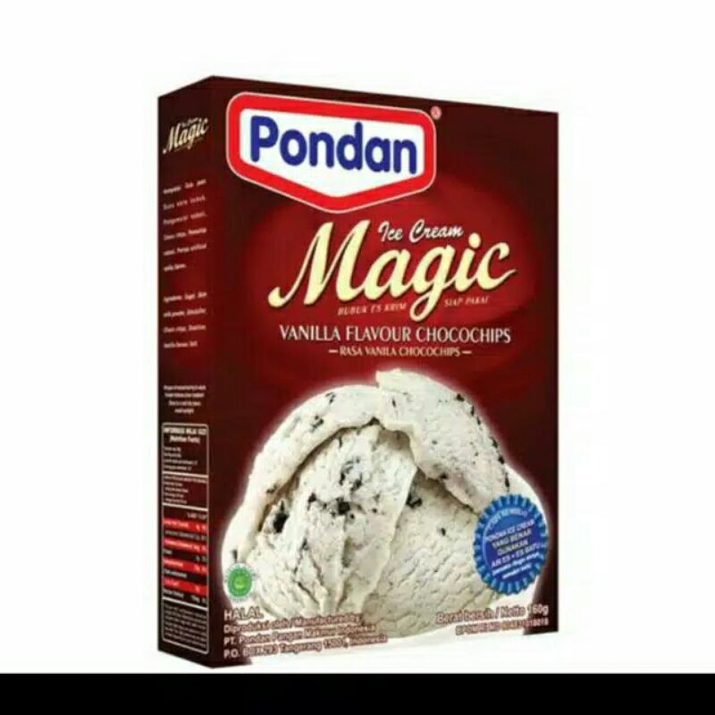 Jual PONDAN ICE CREAM MAGIC RASA VANILLA CHOCOCHIPS 160 GRAM Shopee