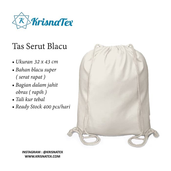Jual Tas Serut / Drawstring Backpack Polos Blacu | Shopee Indonesia