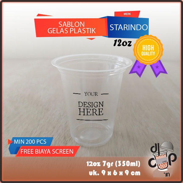 Jual Sablon Cup Gelas Plastik 12oz 14oz 16oz 22 Oz Tebal Merk Starindo Shopee Indonesia 5732