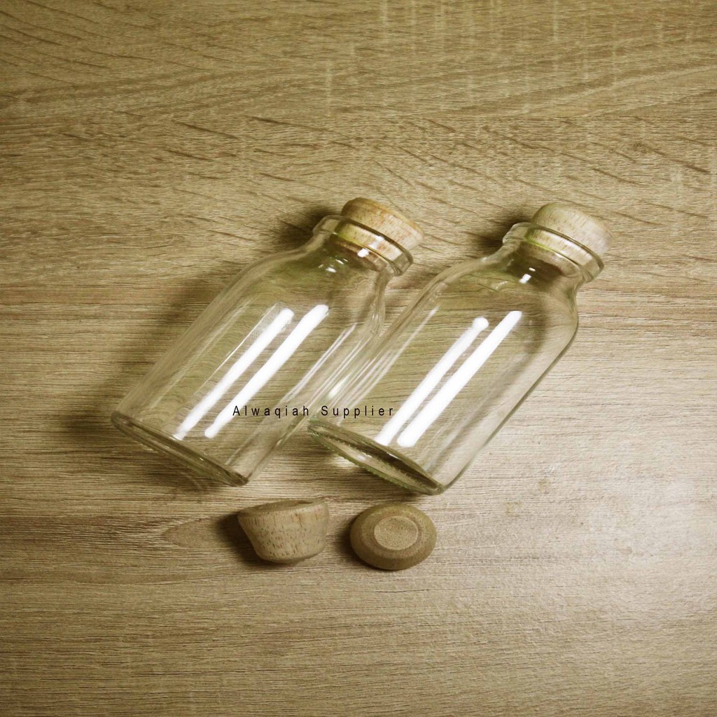 Jual Botol Kaca 100ml Tutup Kayu Gabus / Vas Bunga 100ml Botol Kemasan ...