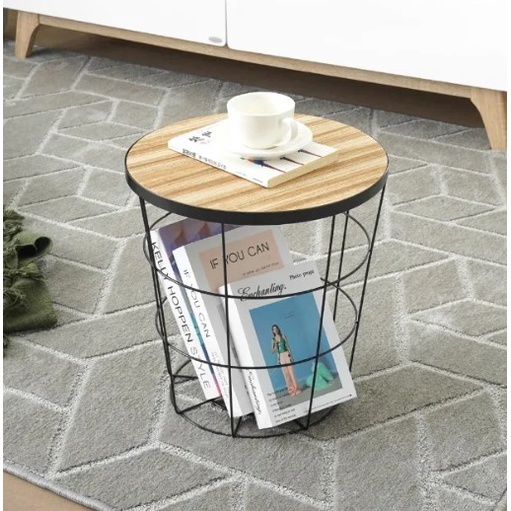 Jual meja tamu minimalis coffee table meja bulat meja teras - Putih