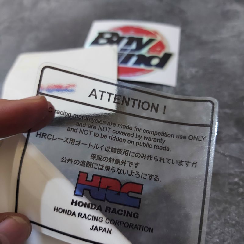 Jual STICKER WARNING HONDA PERINGATAN HONDA ATTENTION HONDA HRC JAPAN ...