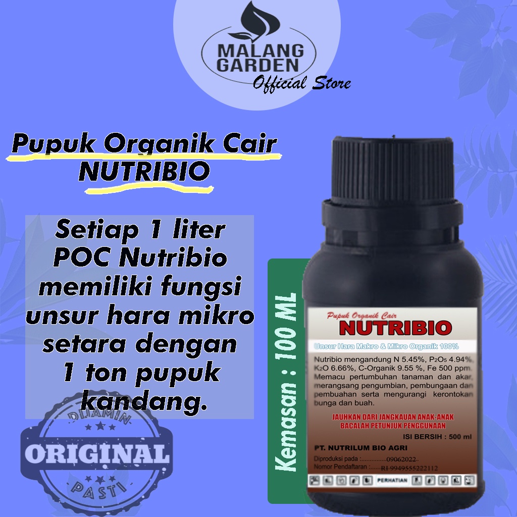 Jual Pupuk Organik Cair Nutribio 100ml | Sejenis Pupuk NASA , POC Nasa ...