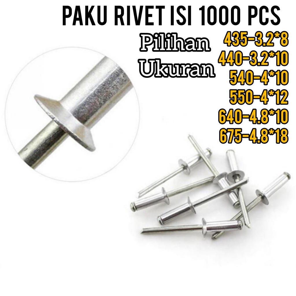 Jual TERMURAH !!! (ISI 1000 pcs)Paku Rivet/Rivet Rivet PAKU TEMBAK ...