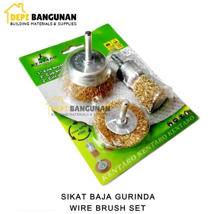 Jual Wire Brush Set 3pcs Kentaro Mata Bor Sikat Baja Gerinda Kawat ...