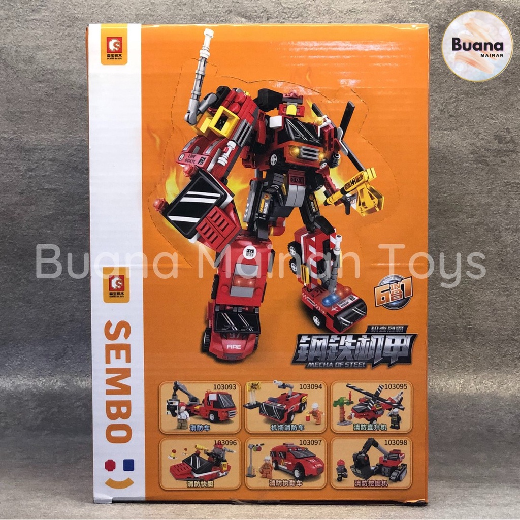 Jual BRICKS SEMBO 6 IN 1 ROBOT TRANSFORMER 103093 MOBIL PEMADAM ...