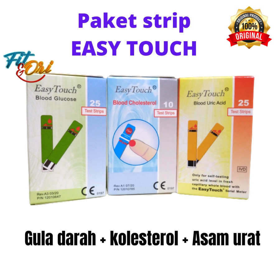 Jual Paket Strip Easytouch Refill Strip Easy Touch Gulakolesterolasam Urat Hemoglobin 0437