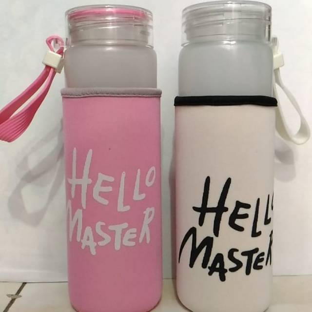 Jual BOTOL MINUM HELLO MASTER/BOTOL MINUM BAHAN KACA DAN FOOD GRADE ...