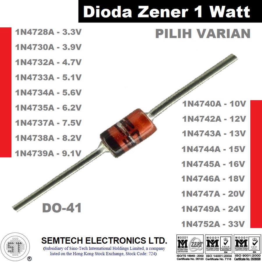 Jual Dioda Zener 1n4745a Zener Diode 1n4745a Diode Zener 16v 1w Dioda