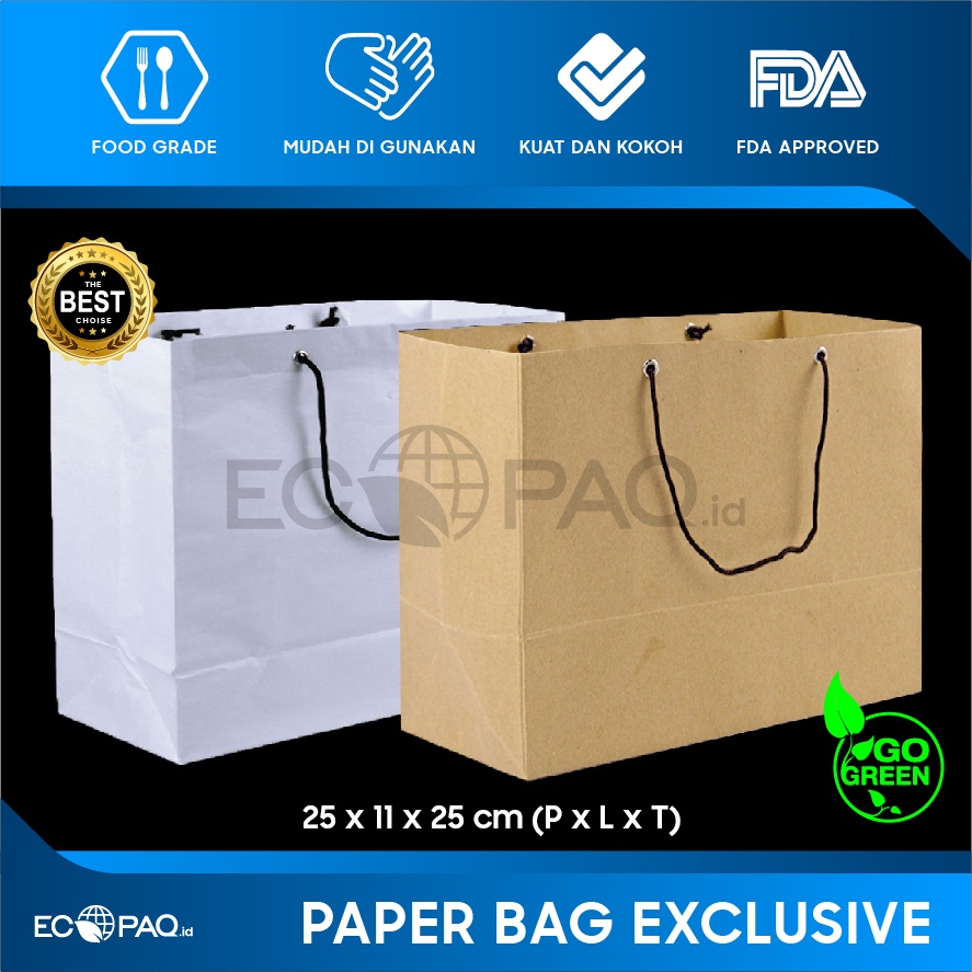 Jual Paper Bag - Paperbag Polos - PUTIH- 25x11x25 Cm (20 Pcs) | Shopee ...