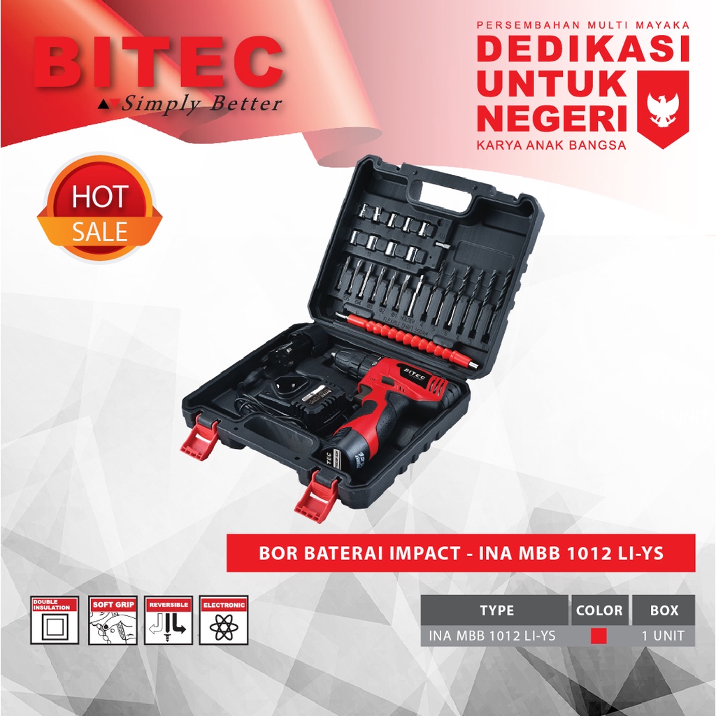 Jual BITEC - MESIN BOR BATERAI IMPACT 1500MAH 10 MM - INA MBB 1012 LI ...