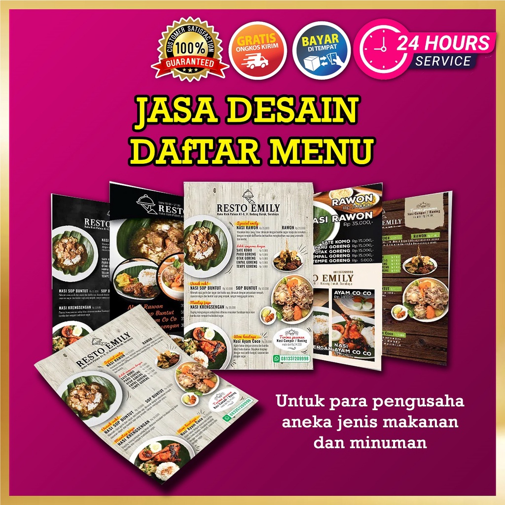 Jual Jasa Desain Daftar Menu Makanan Dan Minuman Restoran Profesional ...